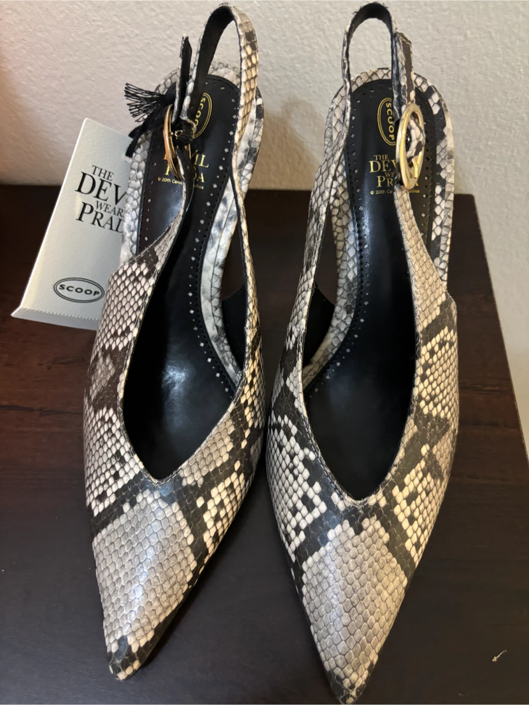 NEW-SCOOP Snake Print Slingback Heels Size 8