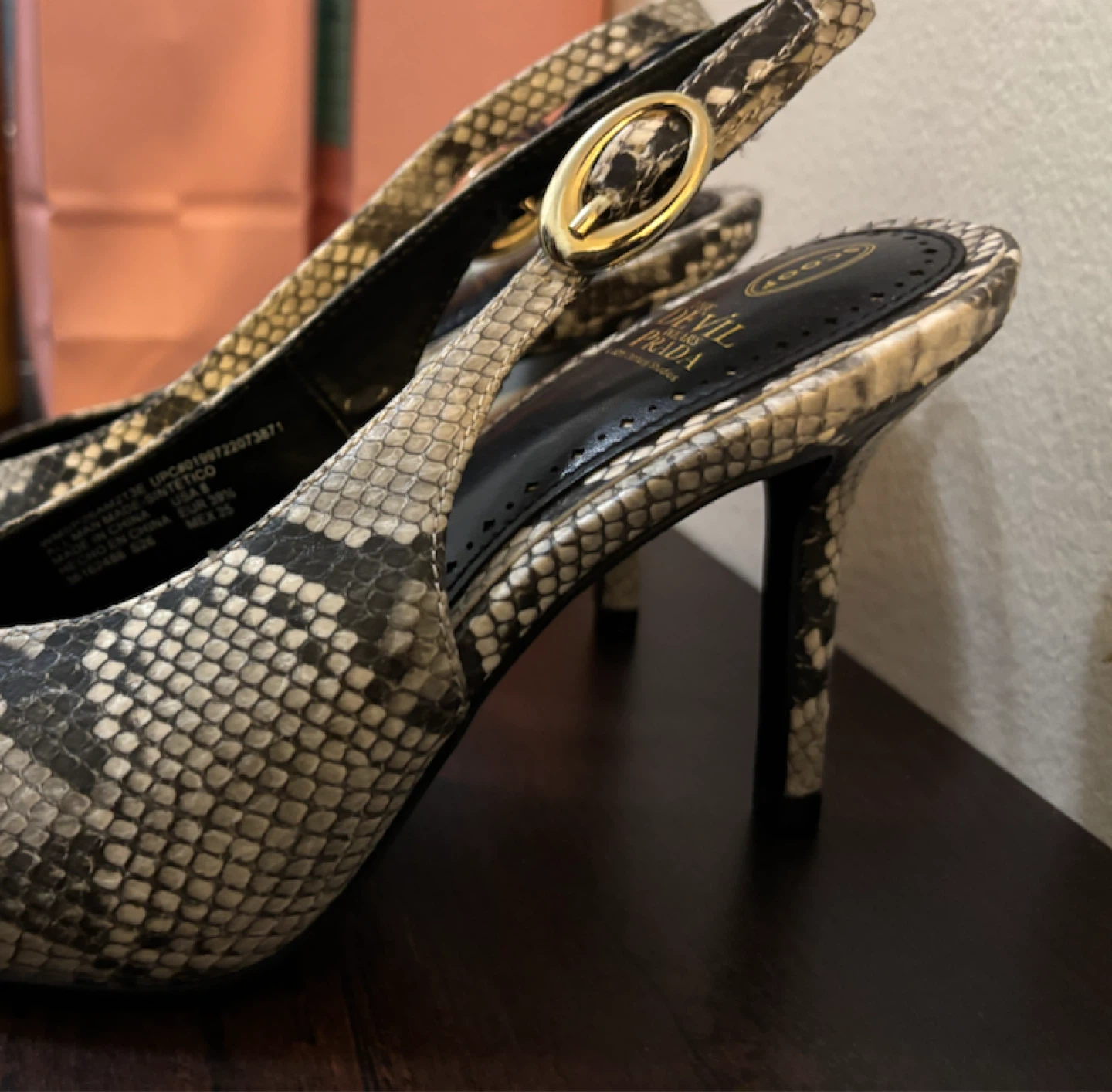NEW-SCOOP Snake Print Slingback Heels Size 8 - photo 2