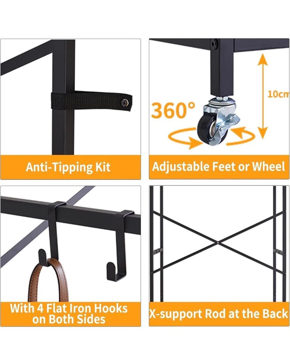 Black Rolling Garment Rack with Drawers and Hooks - photo 2
