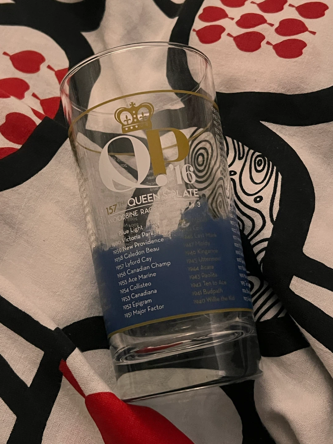 Woodbine Race 157th Queen's Plate Commemorative Glass