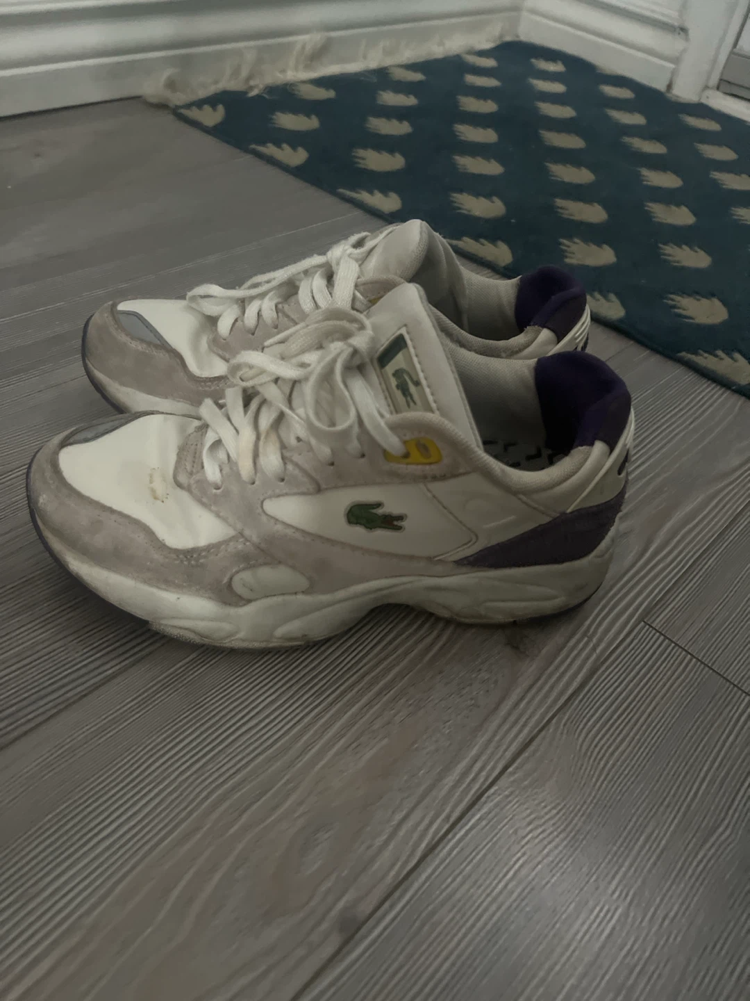 Lacoste White and Purple Sneakers