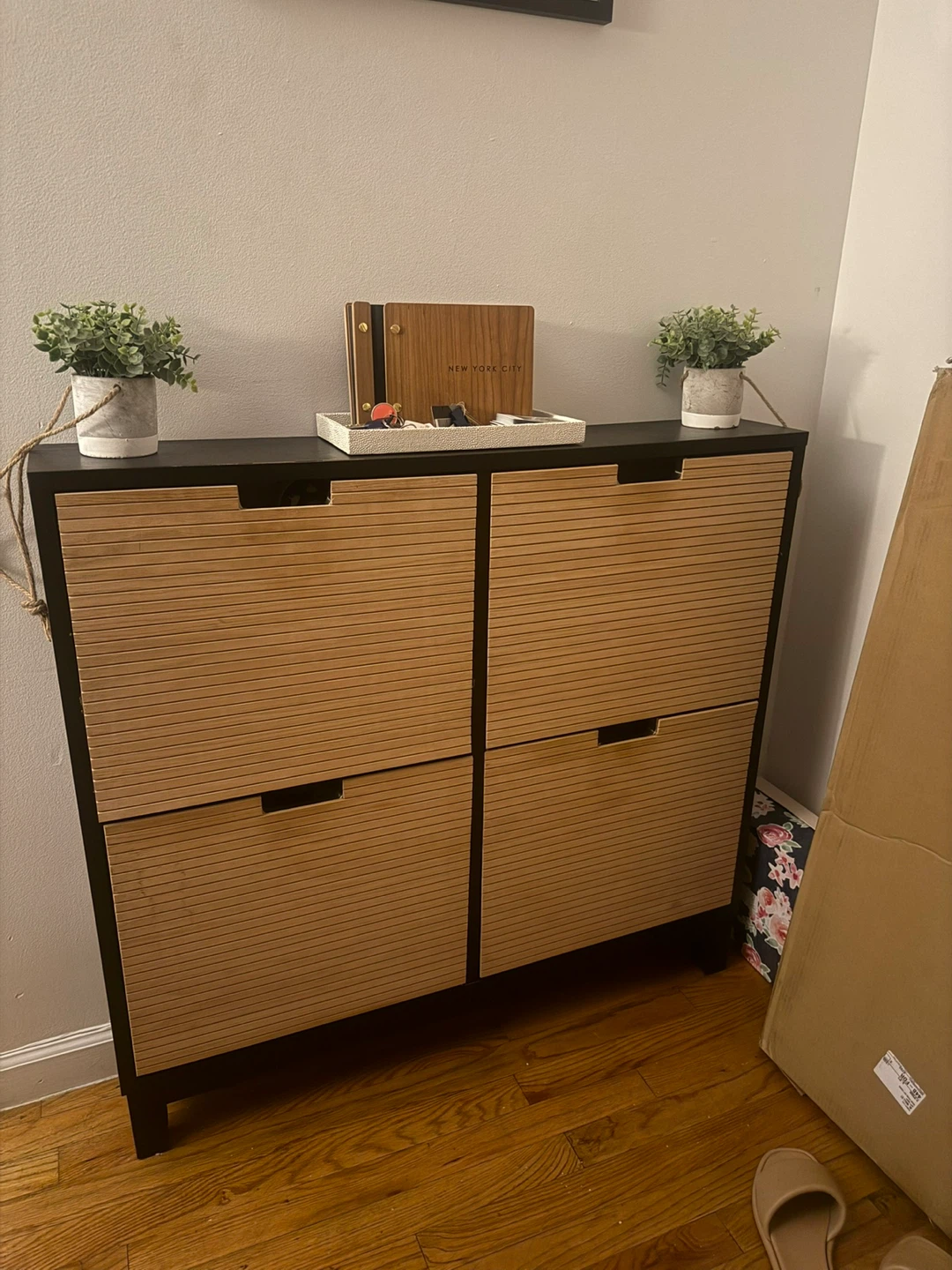 Shoe Cabinet with Wood-Look Doors
