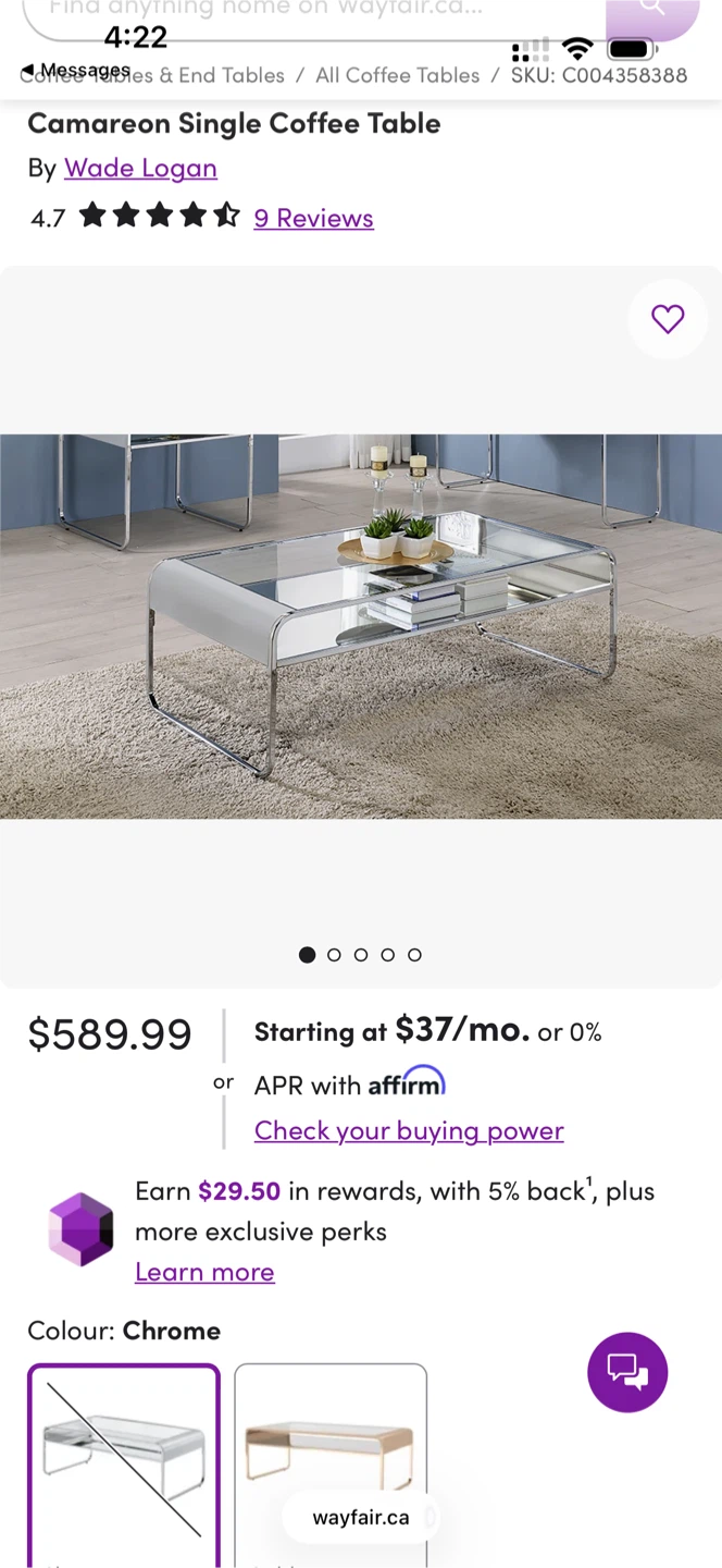 Wade Logan Chrome & Glass Coffee Table – Excellent Condition - photo 2