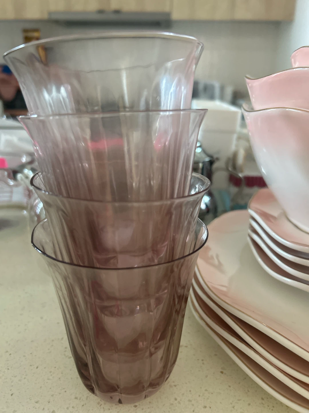 Purple Fluted Glasses - Set of 4