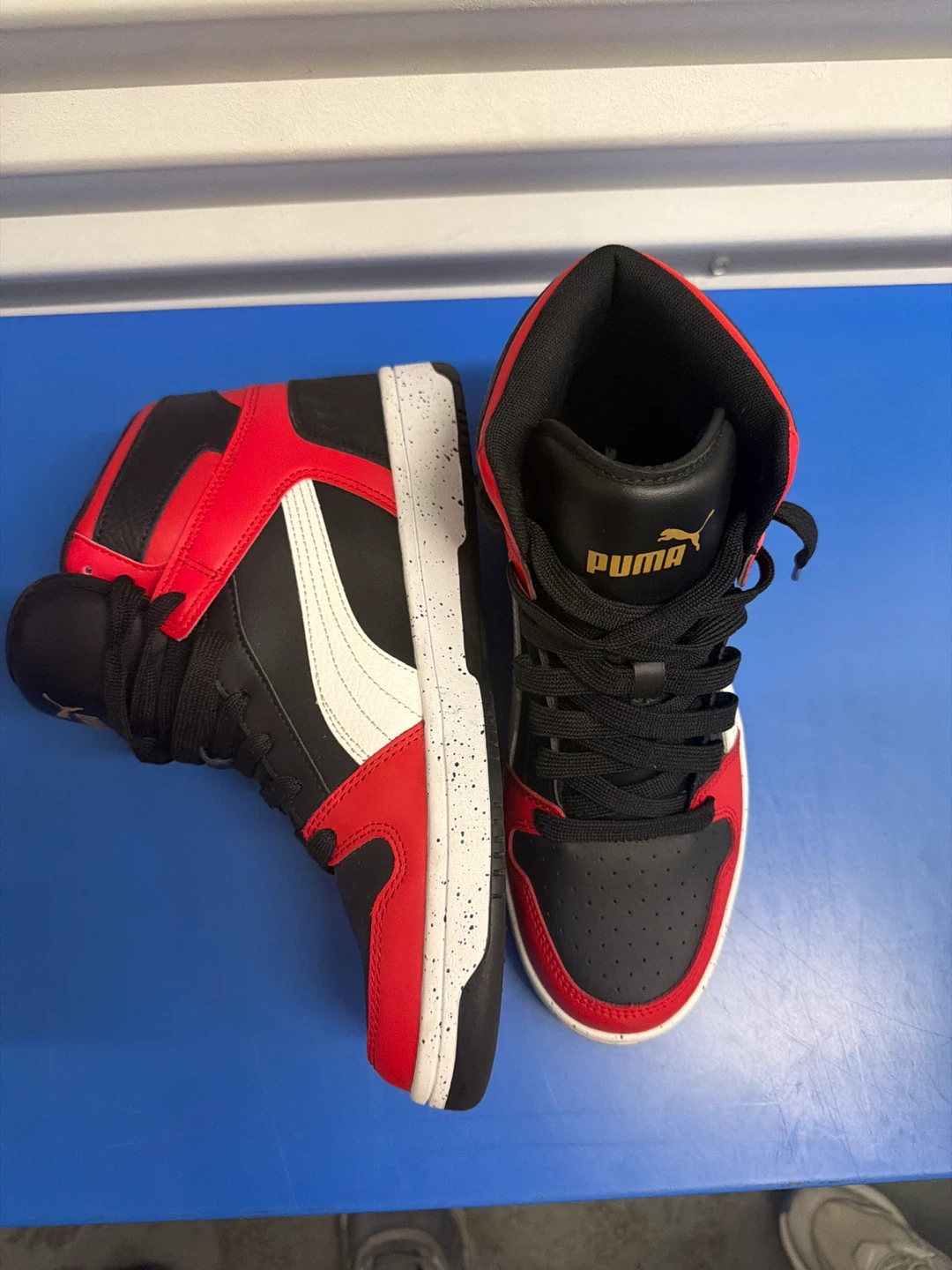 Puma High Top Sneakers Black Red White Size US 8.5
