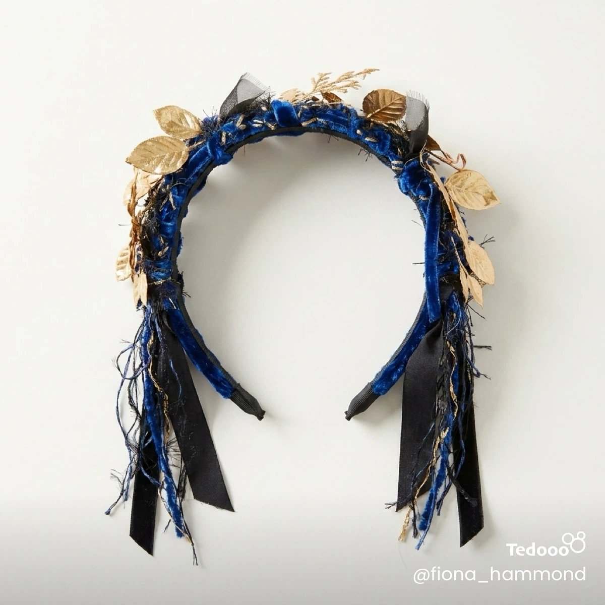 Blue & Gold Leaf Headband