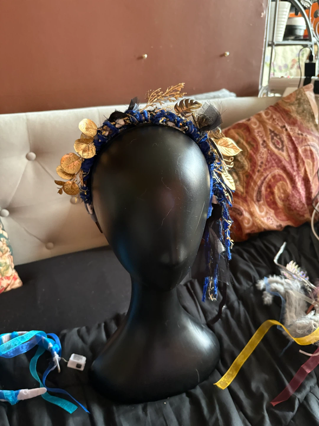 Blue & Gold Leaf Headband - photo 2