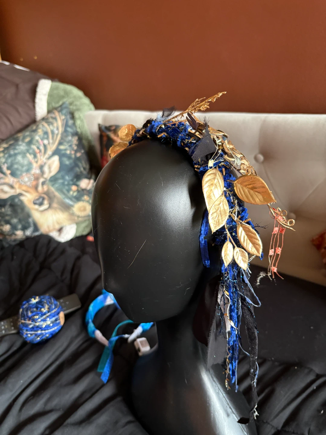 Blue & Gold Leaf Headband - photo 3