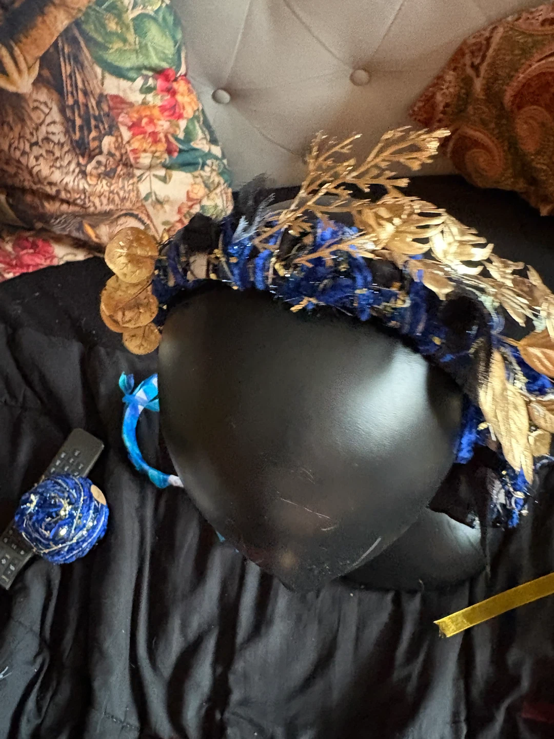 Blue & Gold Leaf Headband - photo 4