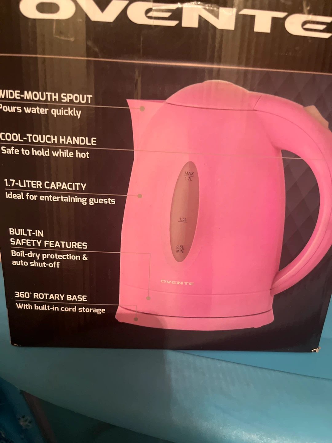 Ovente Pink Electric Kettle 1.7L