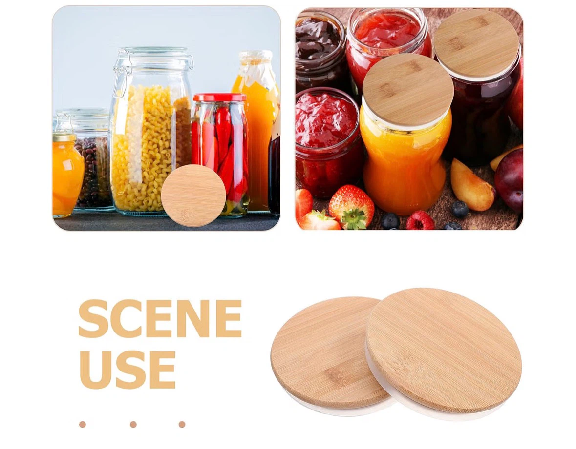 Set of 2 Bamboo Lids for Mason Jars