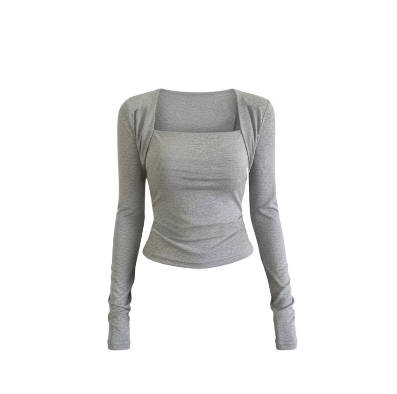 White Long Sleeve Square Neck Top - photo 2