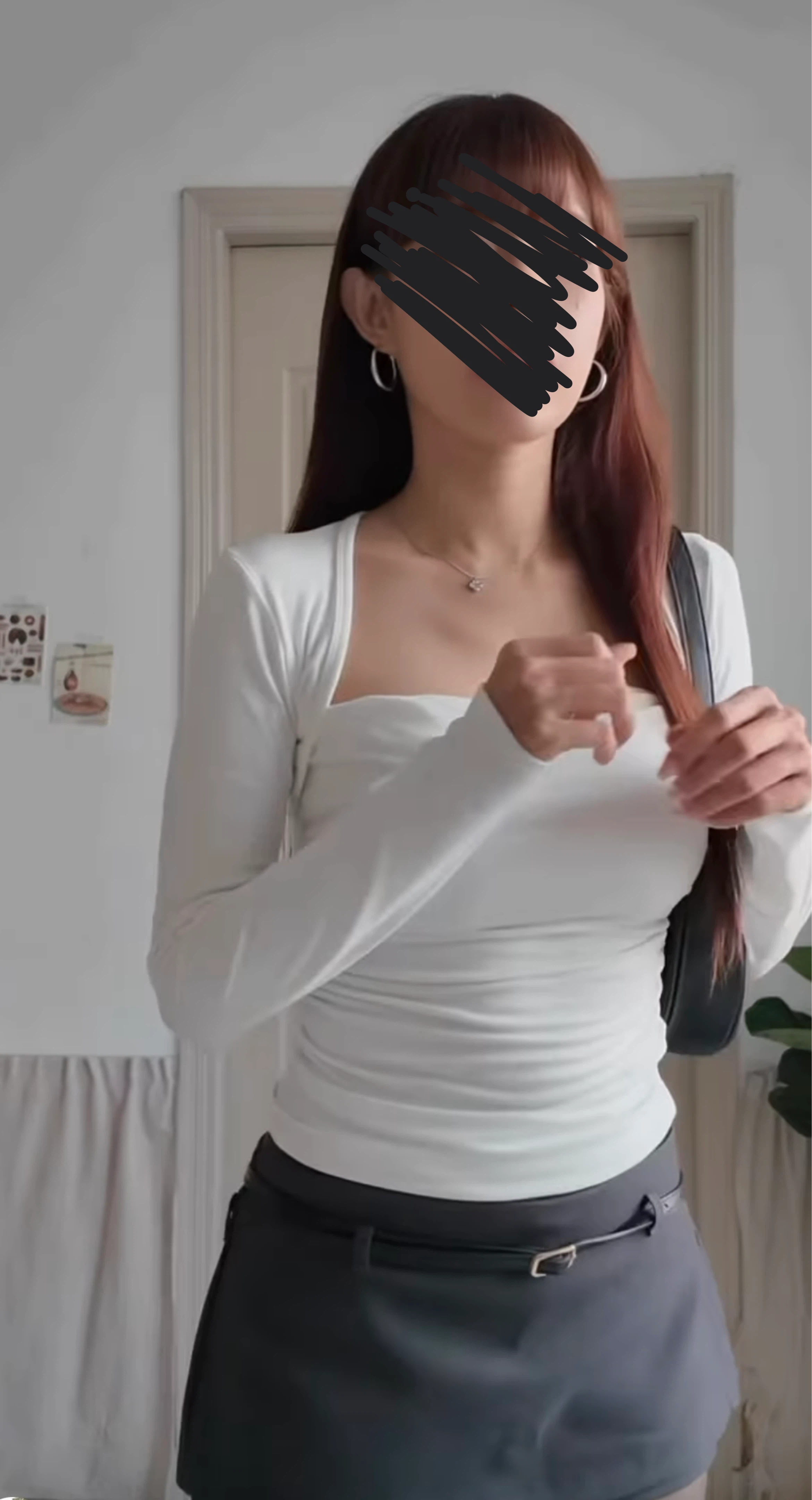 White Long Sleeve Square Neck Top - photo 4