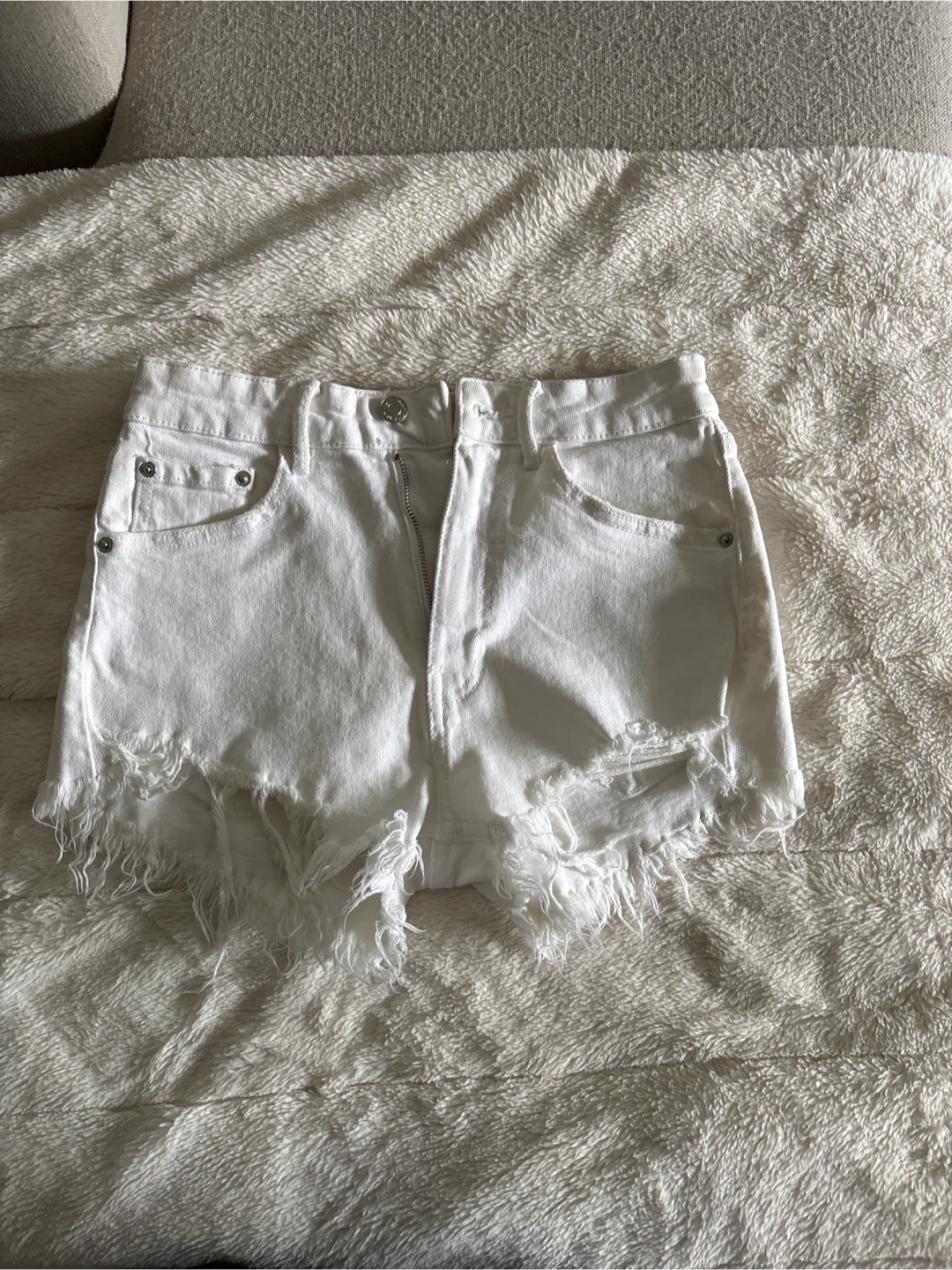 White Denim Cutoff Shorts - photo 2