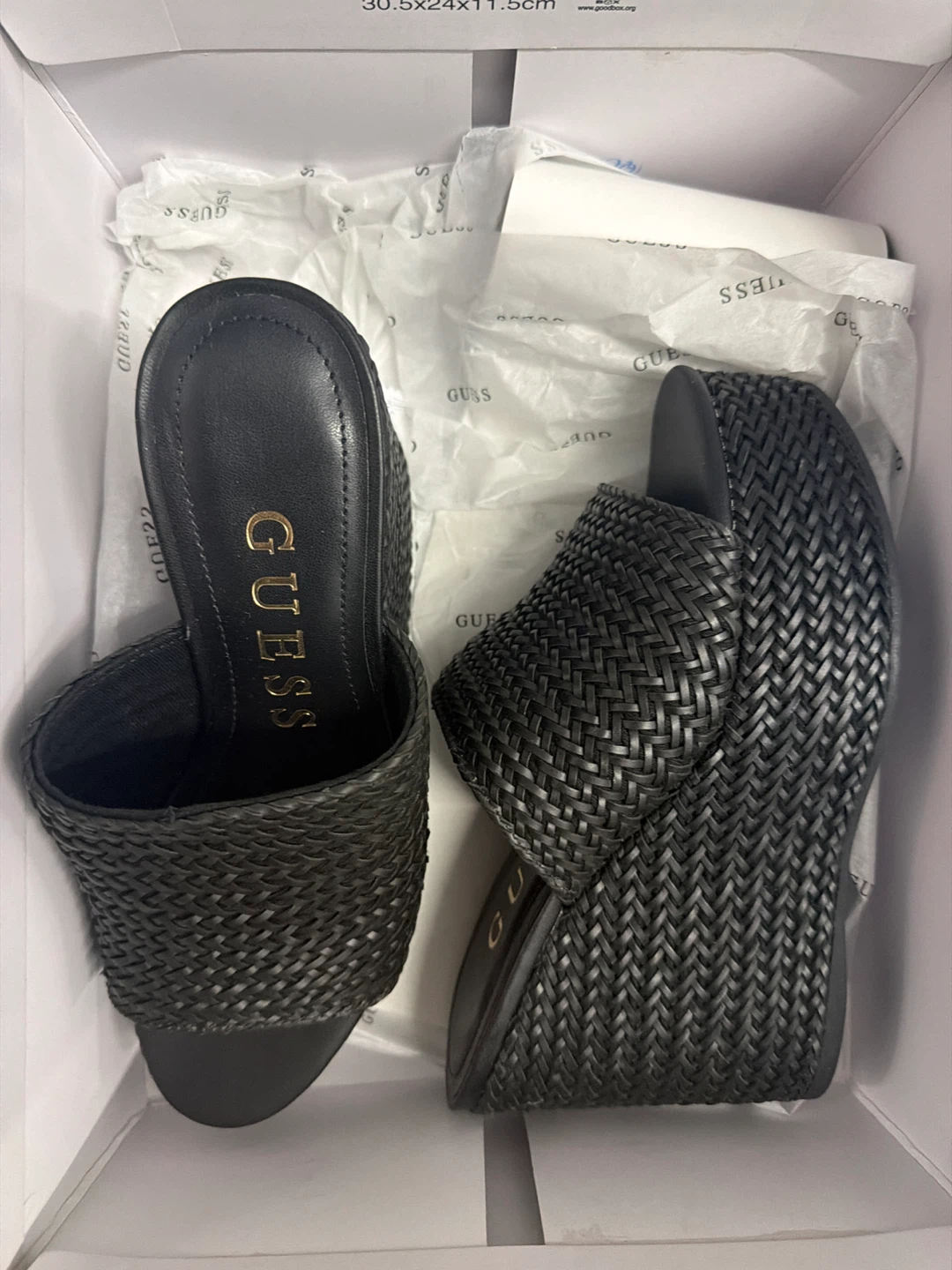 GUESS Black Woven Wedge Mules - Size 5.5 - photo 2