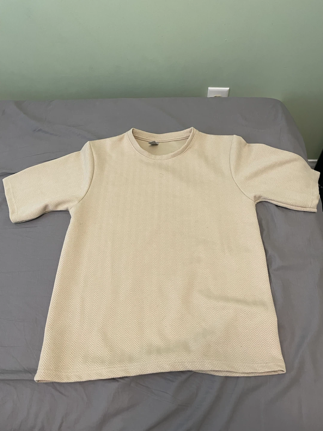 Cream Herringbone Texture T-Shirt