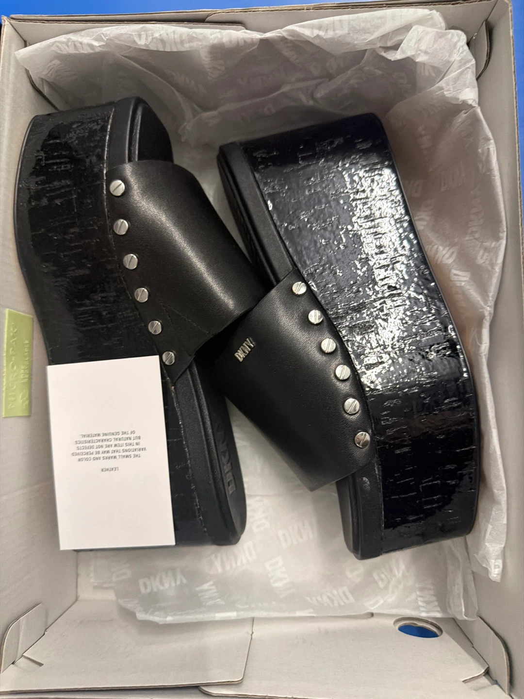 DKNY Black Wedge Slide Sandals