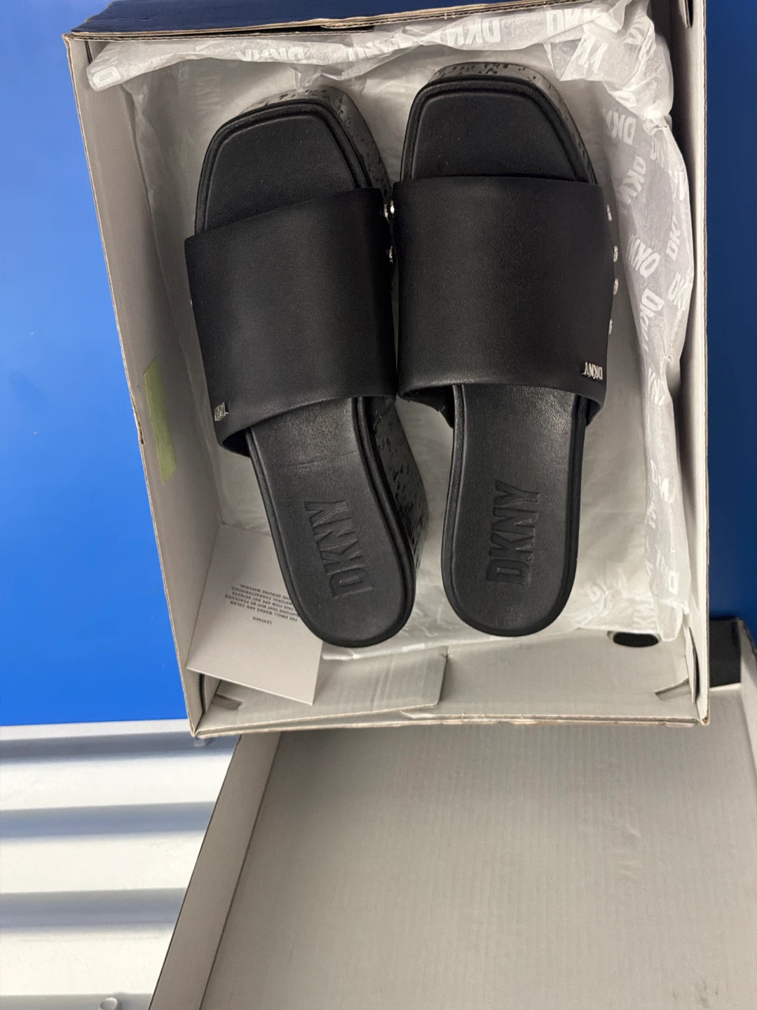 DKNY Black Wedge Slide Sandals - photo 2