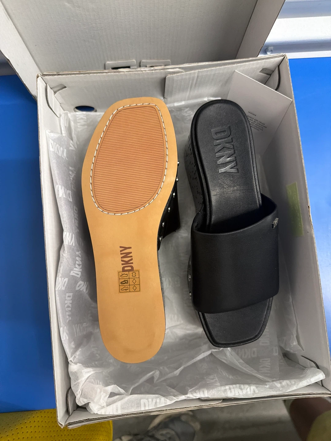 DKNY Black Wedge Slide Sandals - photo 3
