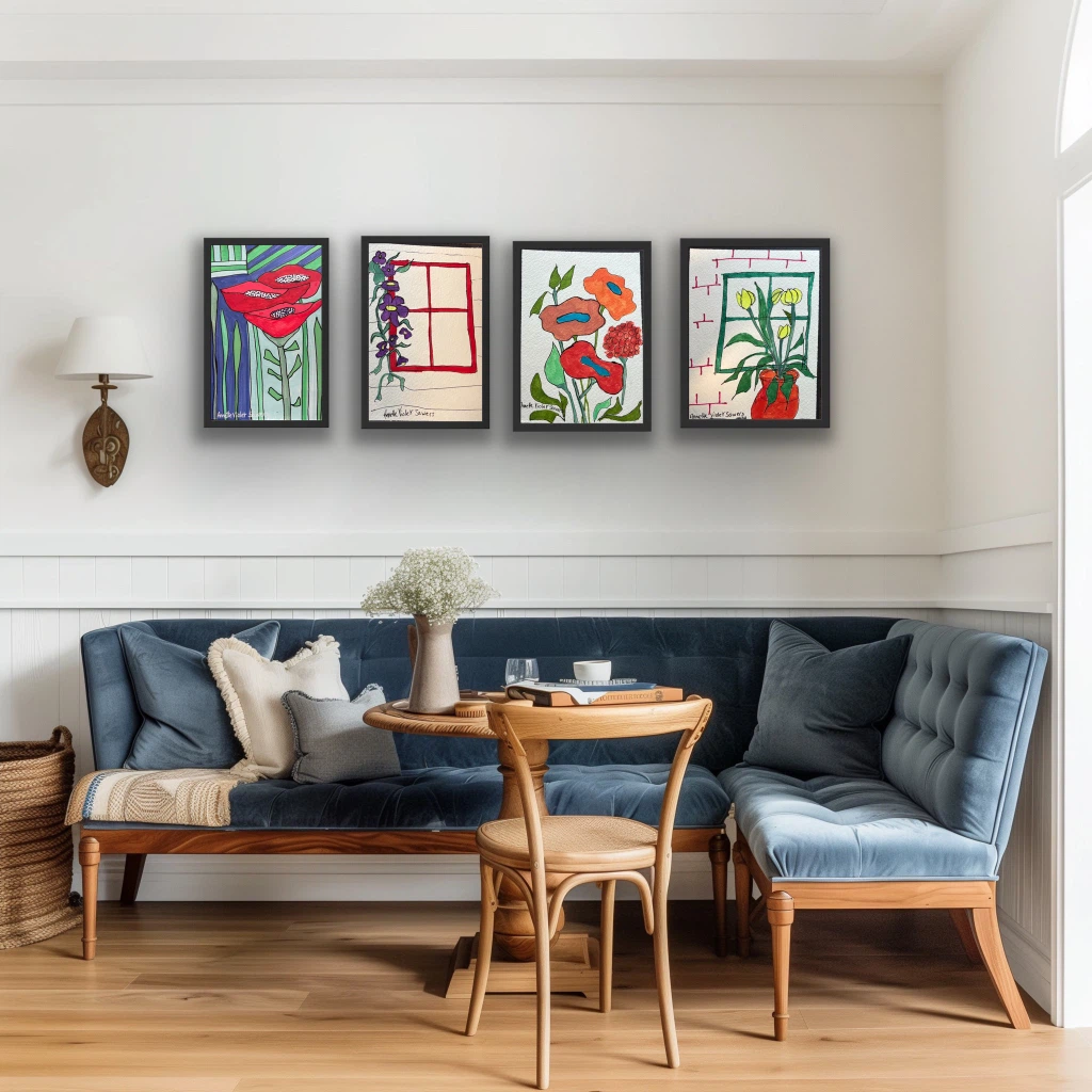 Set of 4 unframed Floral Art Originals - photo 2