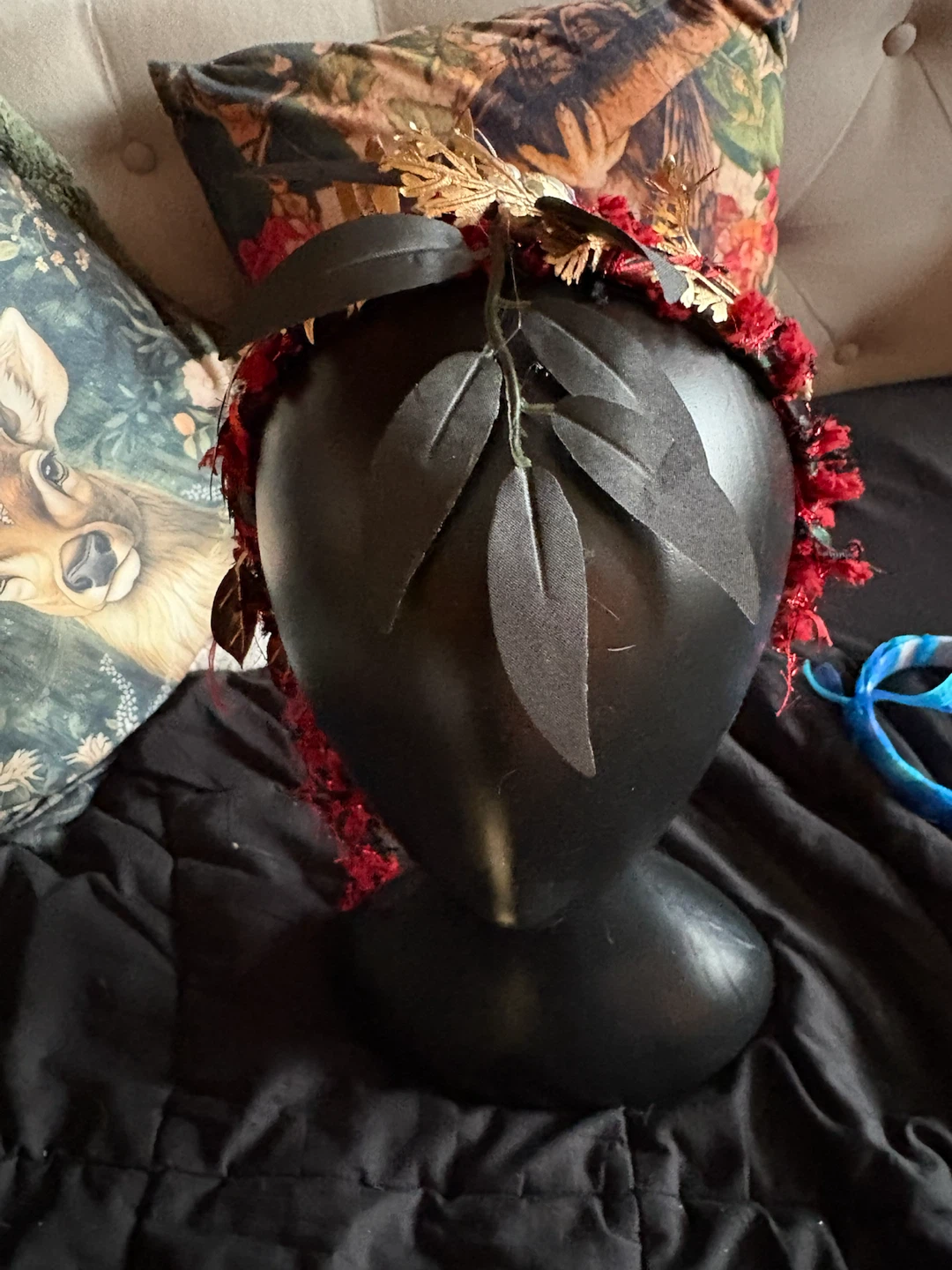 Handmade Red and Gold Floral Headband