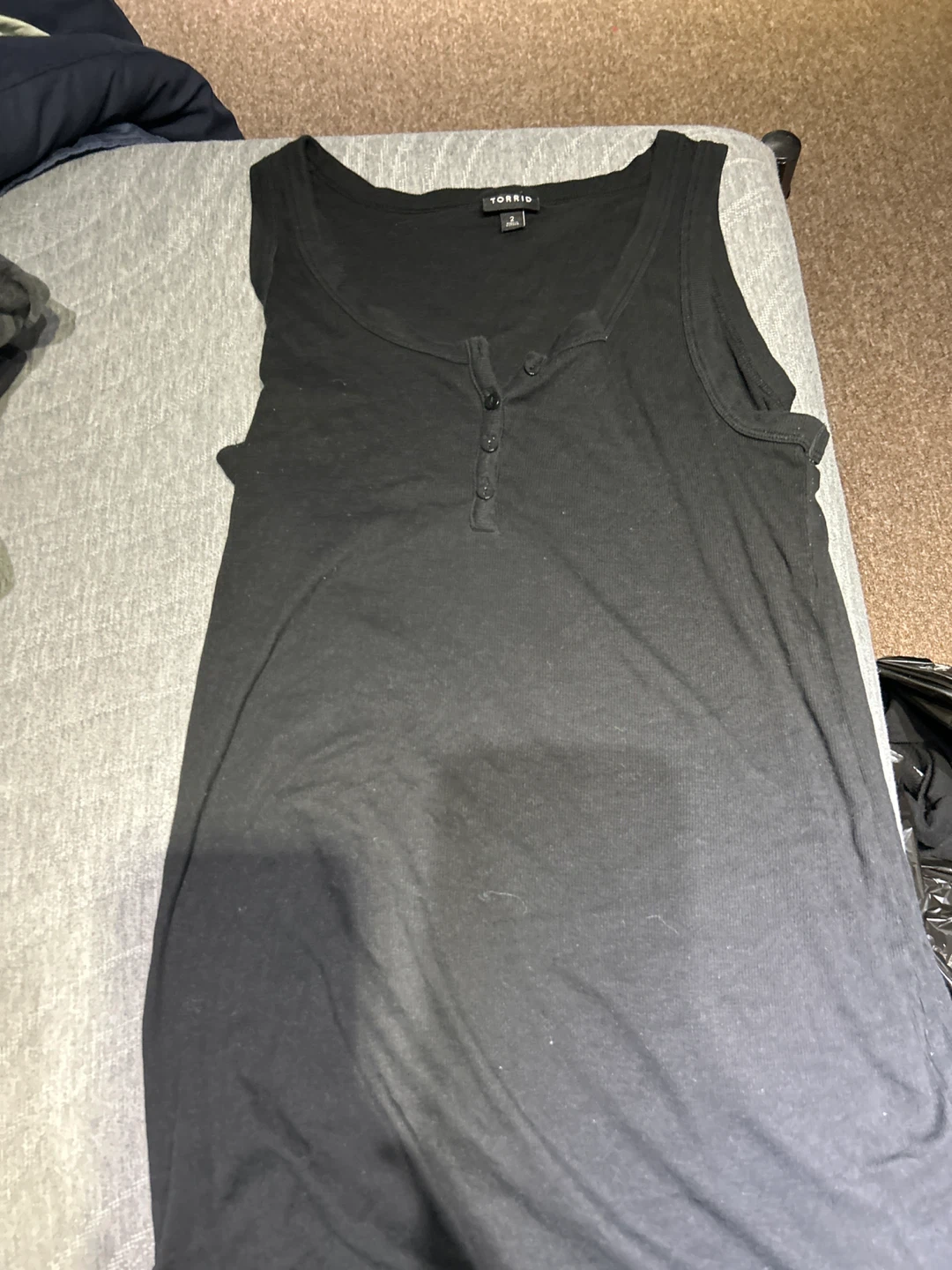 Torrid Black Sleeveless Henley Tank Top Size 2