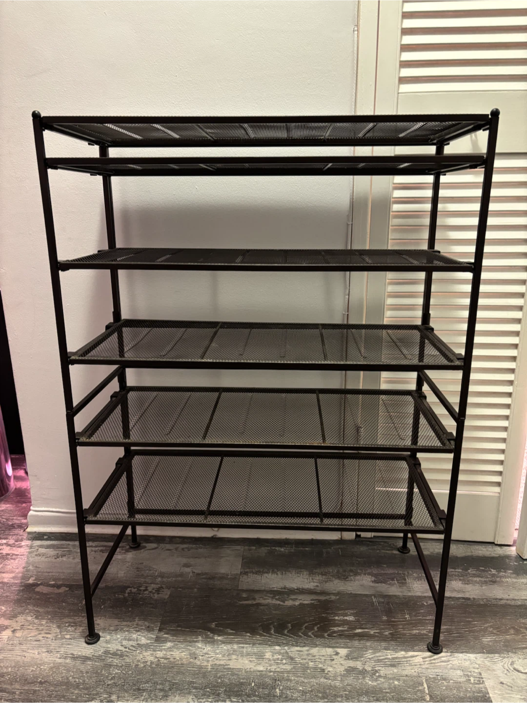 Black Metal Mesh 5-Tier Shoe Rack