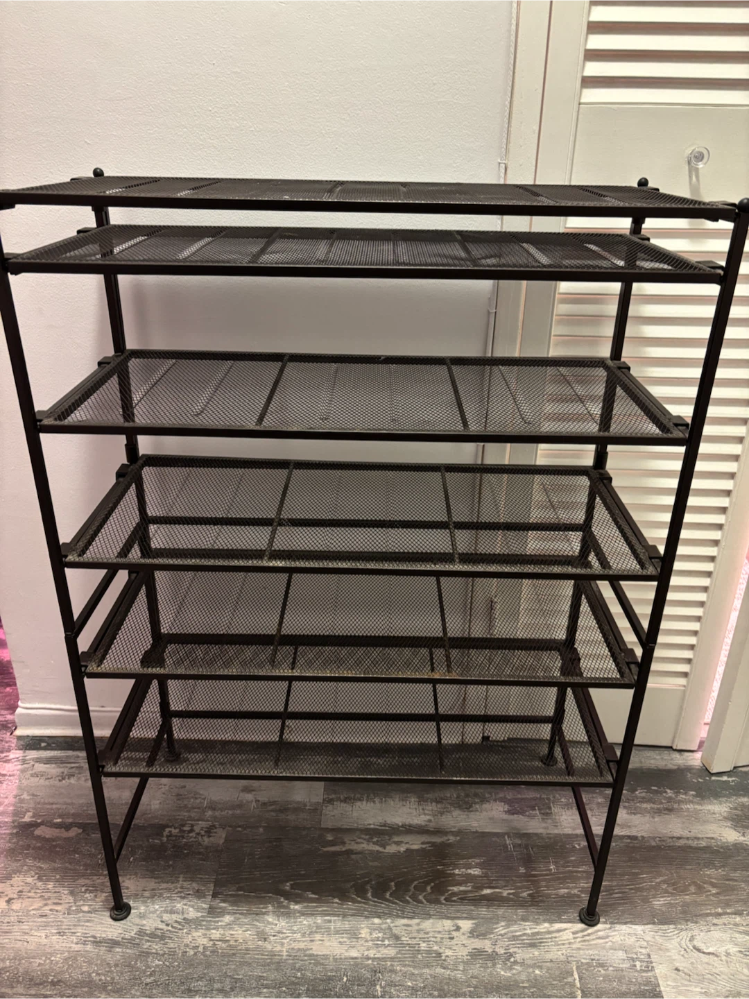 Black Metal Mesh 5-Tier Shoe Rack - photo 2