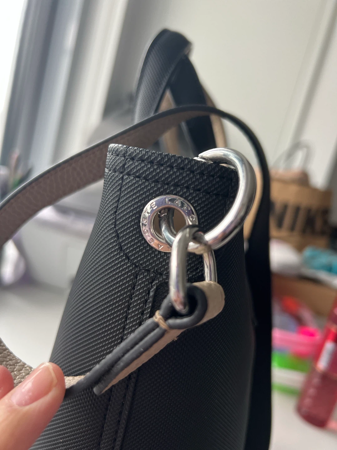 Lacoste Black Pebbled Anna Tote Bag - photo 5