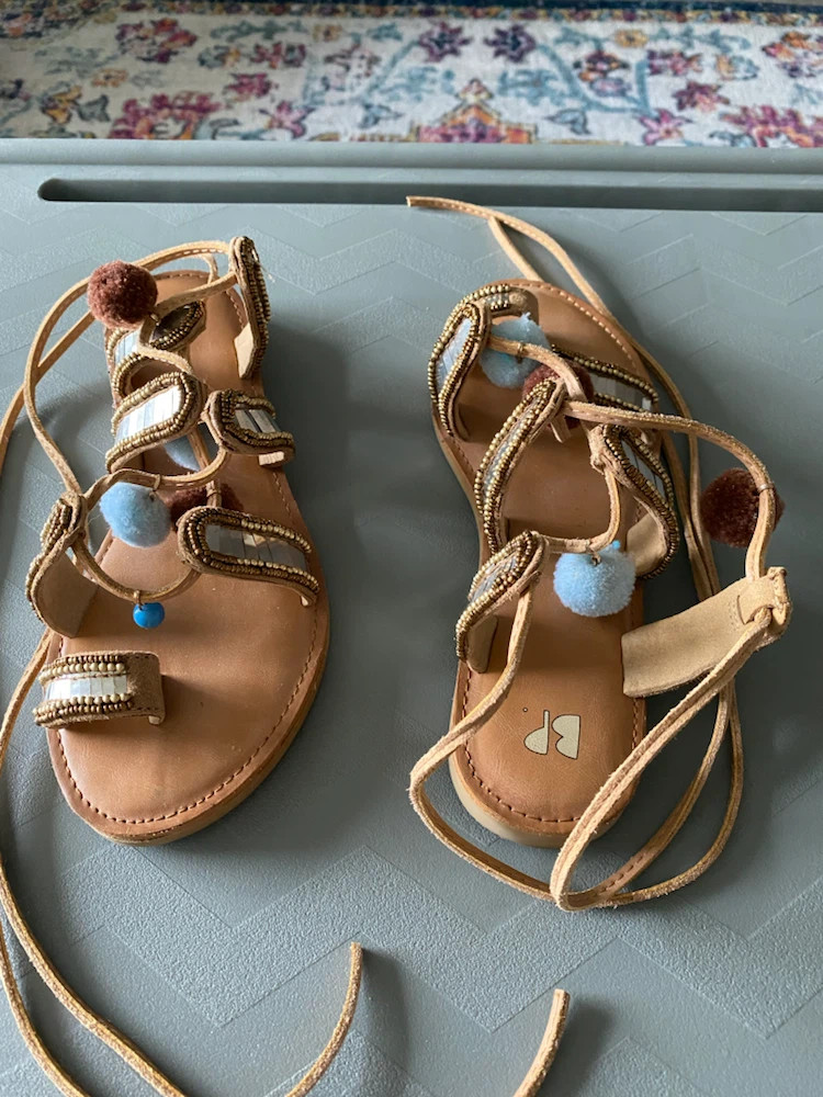 Sandals designer Boho Glam Festival lace up brass plum