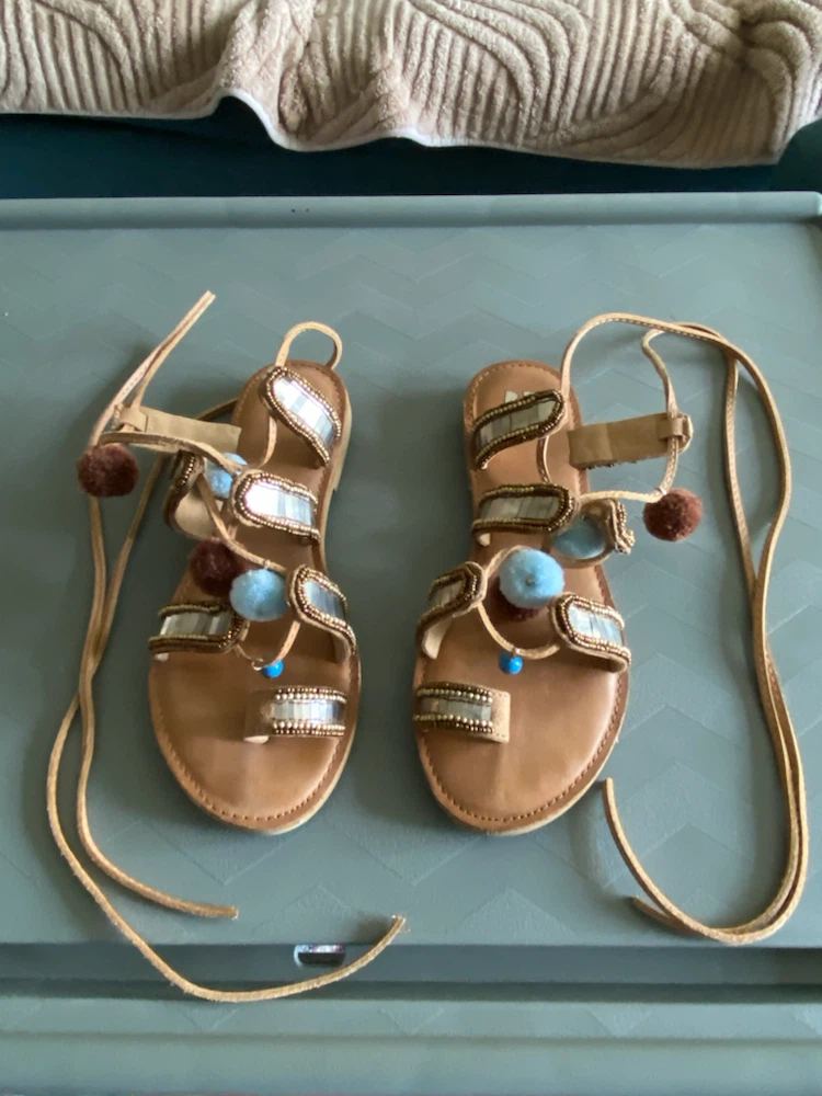 Sandals designer Boho Glam Festival lace up brass plum - photo 2