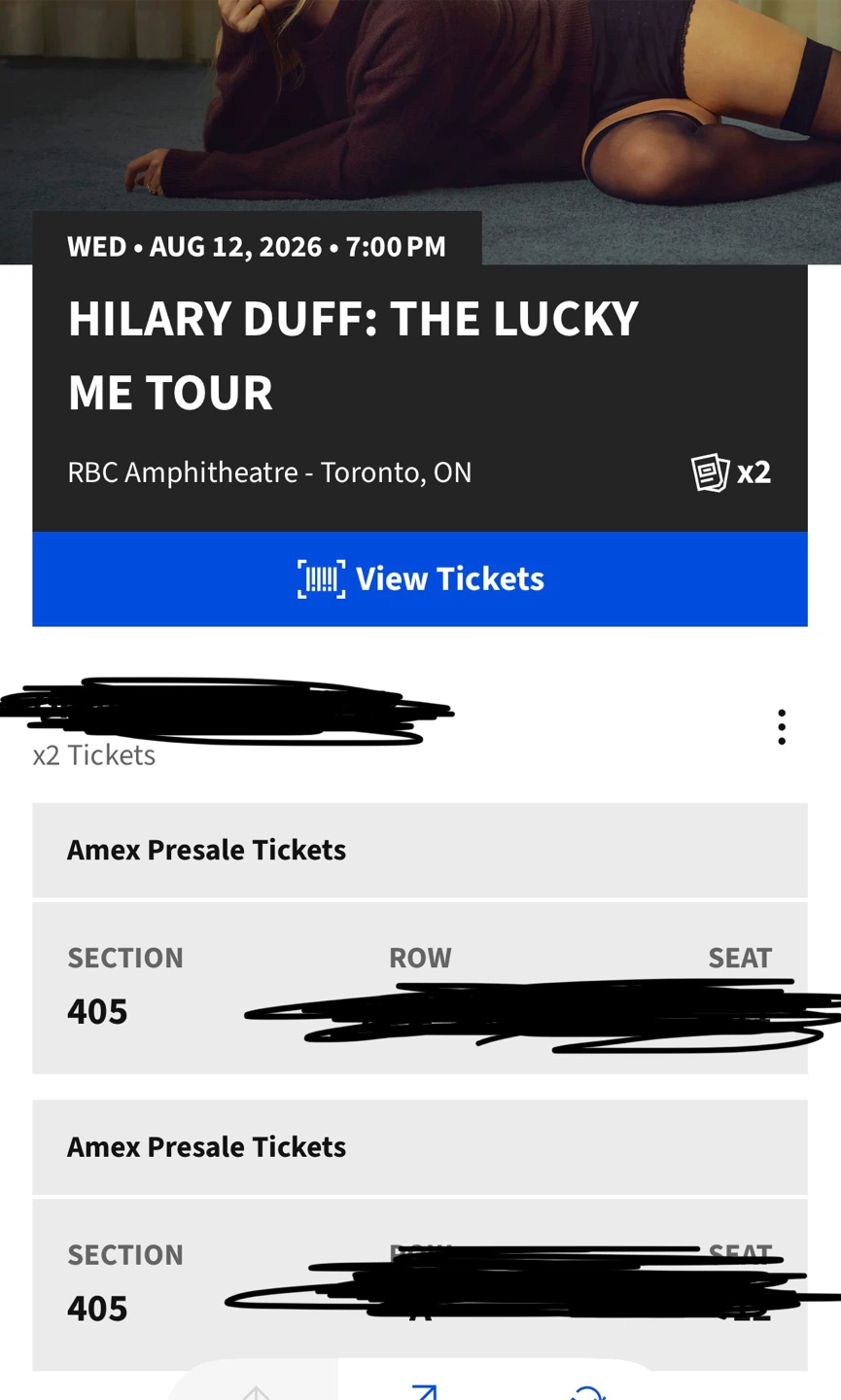 Hilary Duff ticket Aug 7