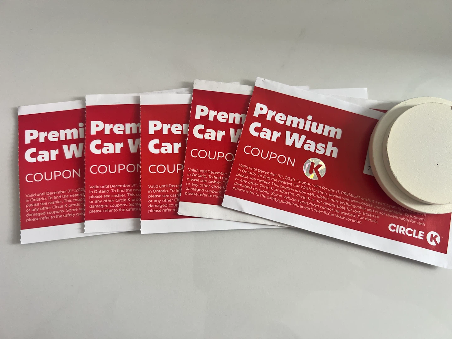 Circle K Premium Car Wash Coupons (Lot of 5)