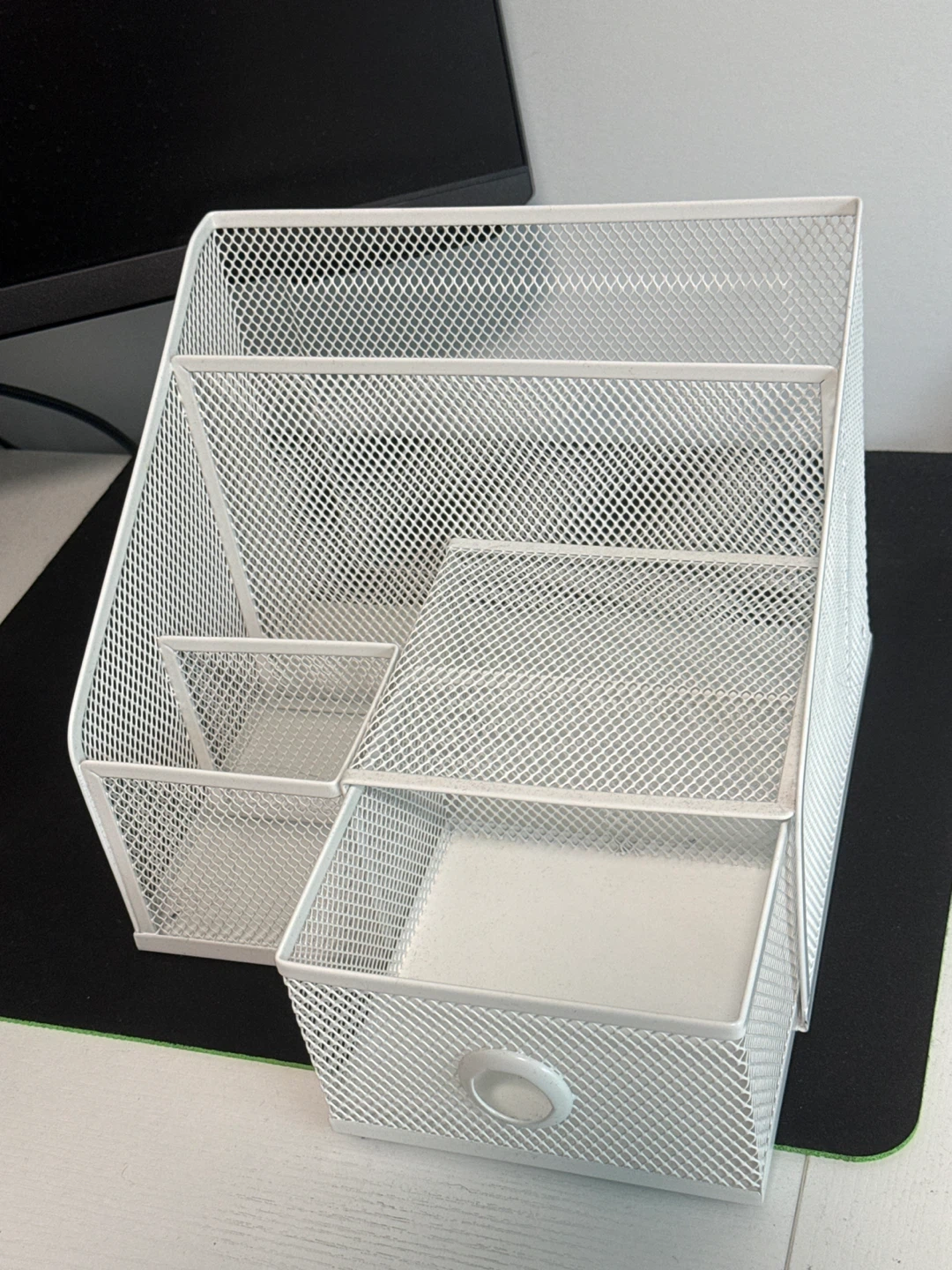 White Mesh Desk Organizer with Drawer