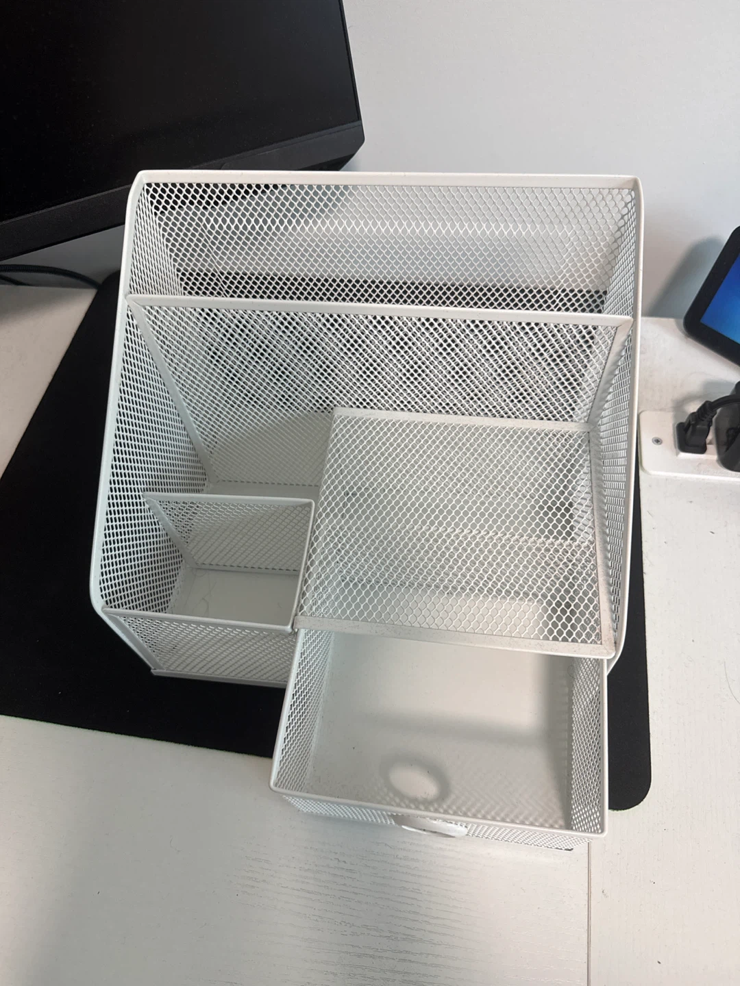 White Mesh Desk Organizer with Drawer - photo 2
