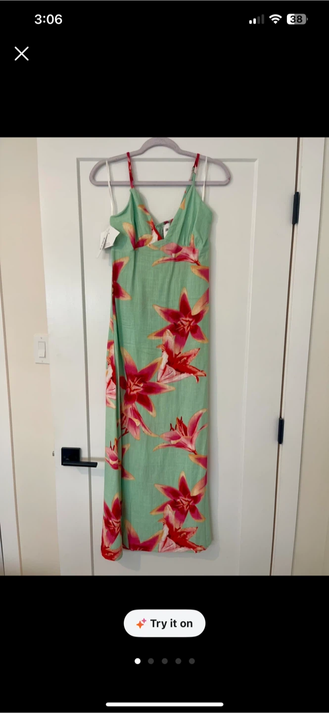 Linen Mint and floral summer dress
