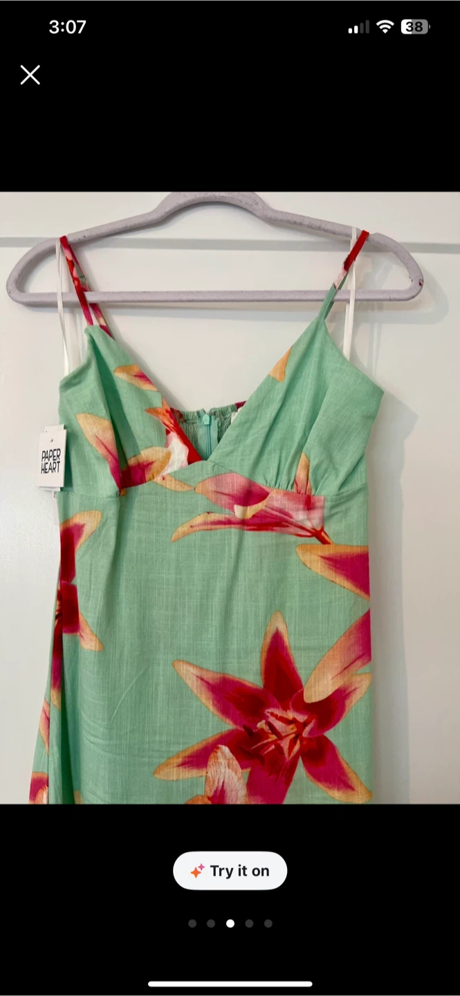 Linen Mint and floral summer dress - photo 3