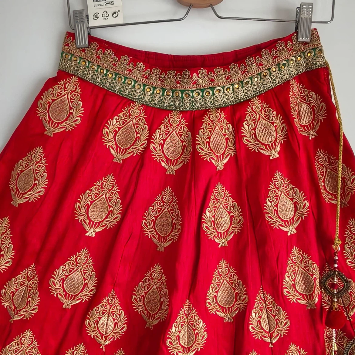 Red orange Embroidered Lehenga Skirt
