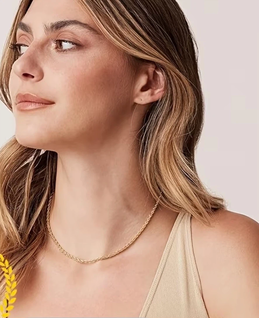 24K plated Gold Rope Chain Necklace - photo 2