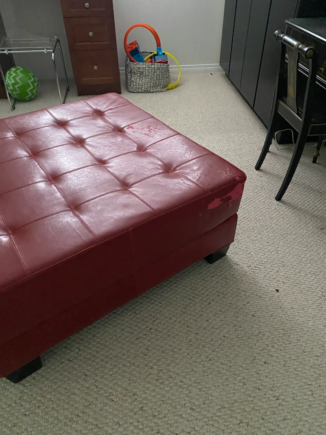 Large red leather coffee table