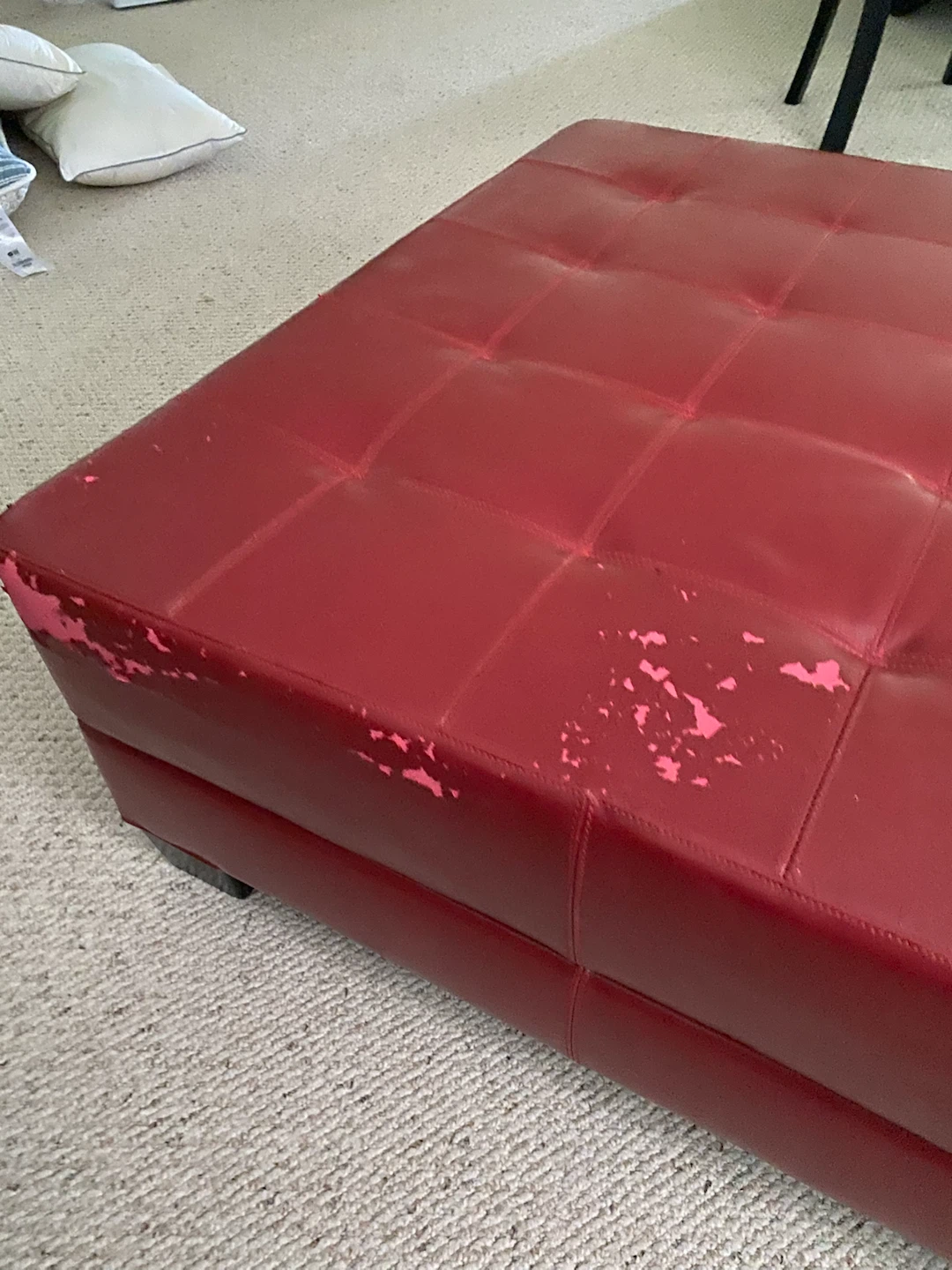 Large red leather coffee table - photo 3