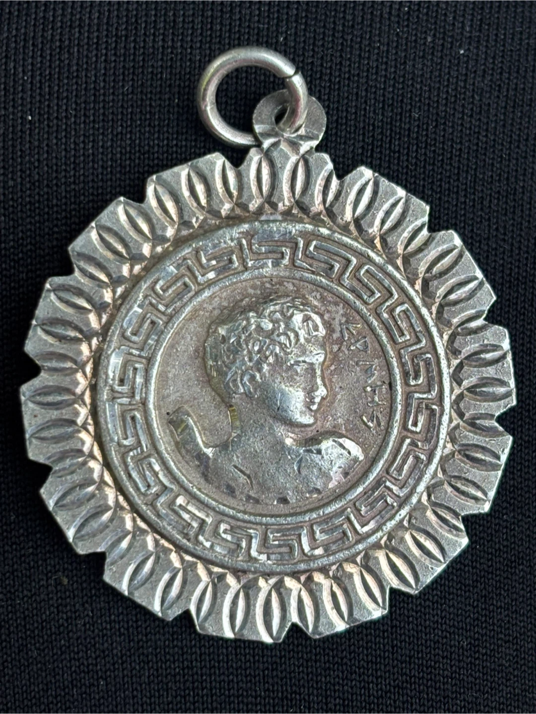 Vintage Greek Revival 1000 Fine Silver Medallion Pendant