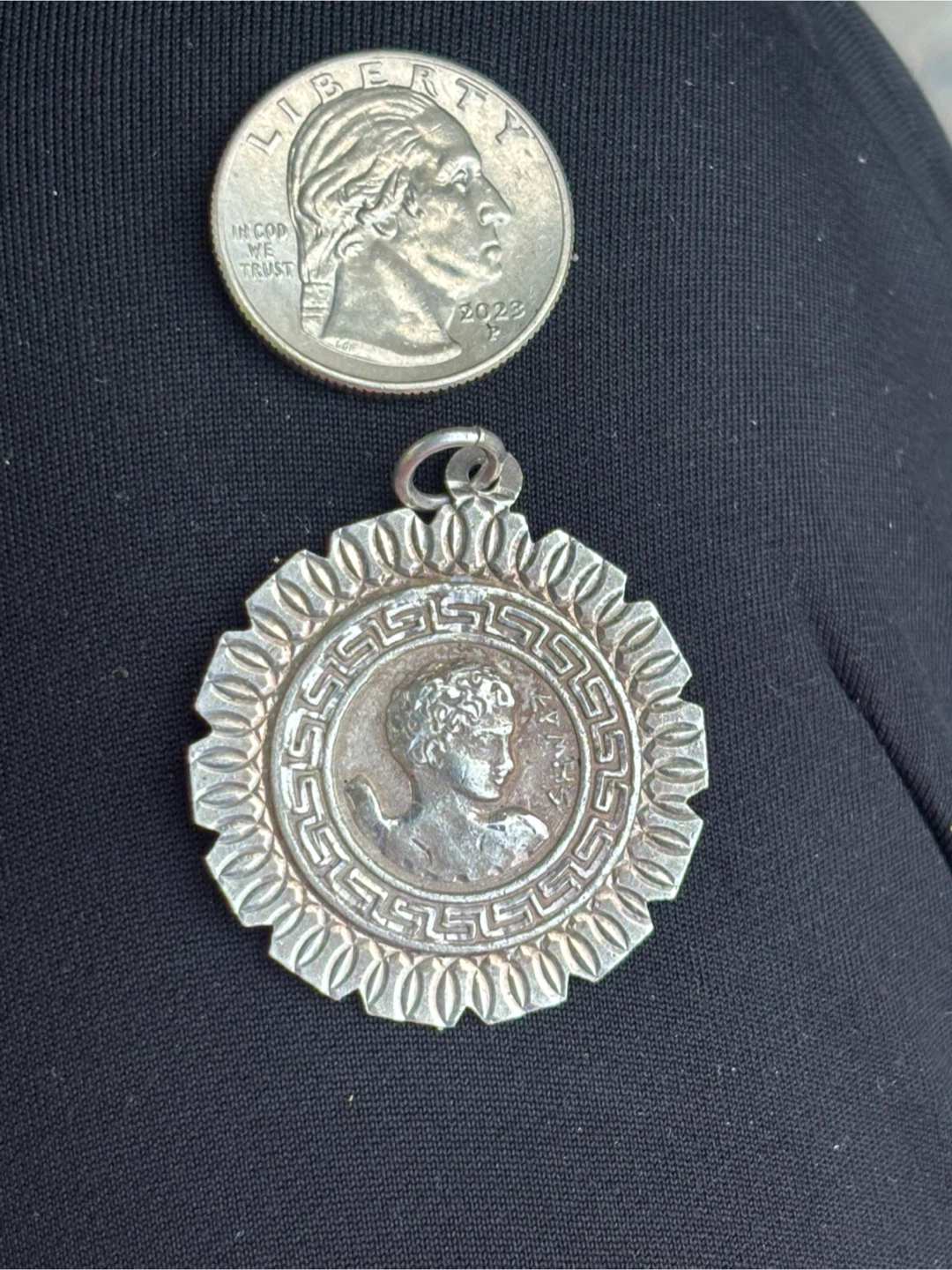 Vintage Greek Revival 1000 Fine Silver Medallion Pendant - photo 3