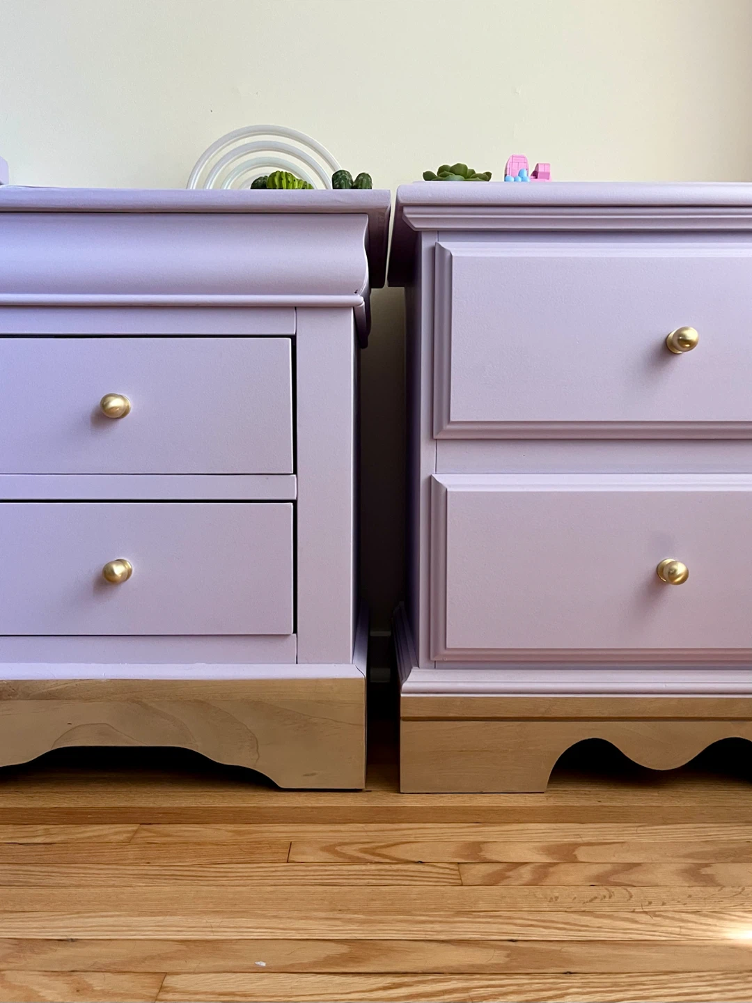 Pastel Purple Nightstands with Gold Knob Accents - photo 3