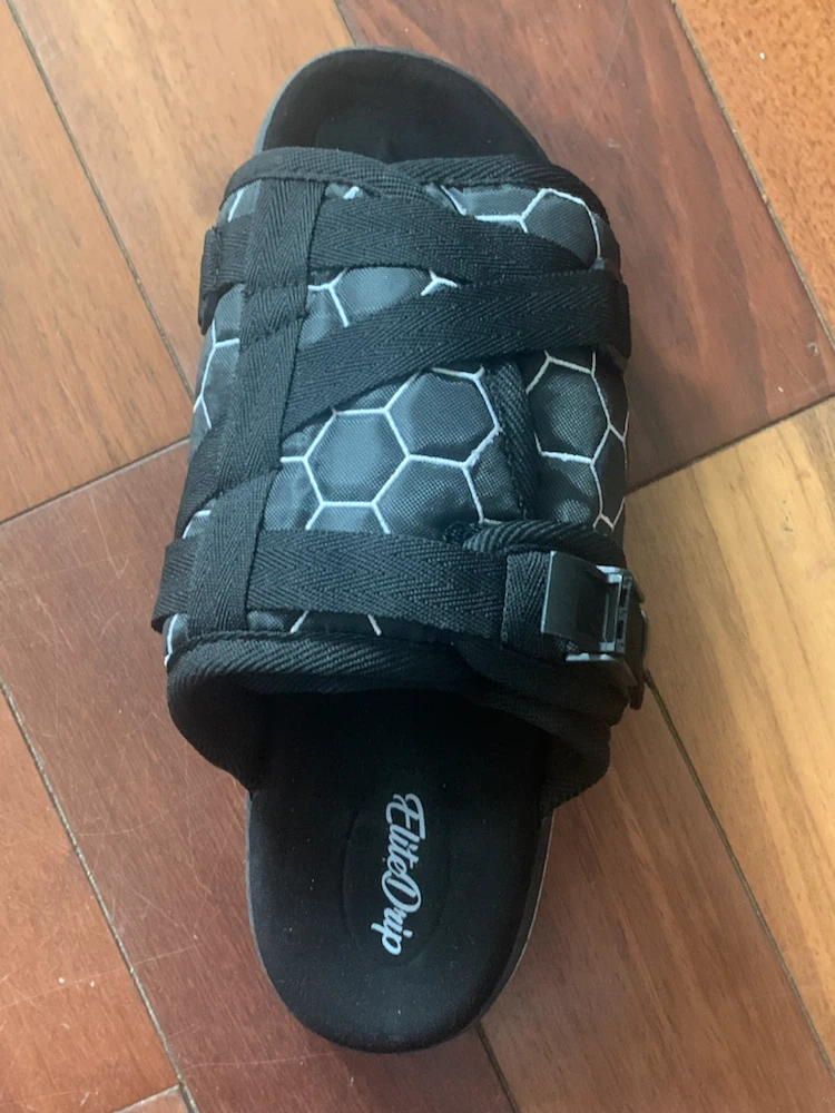 EliteDrip (New) Black Slides with Hexagon Pattern