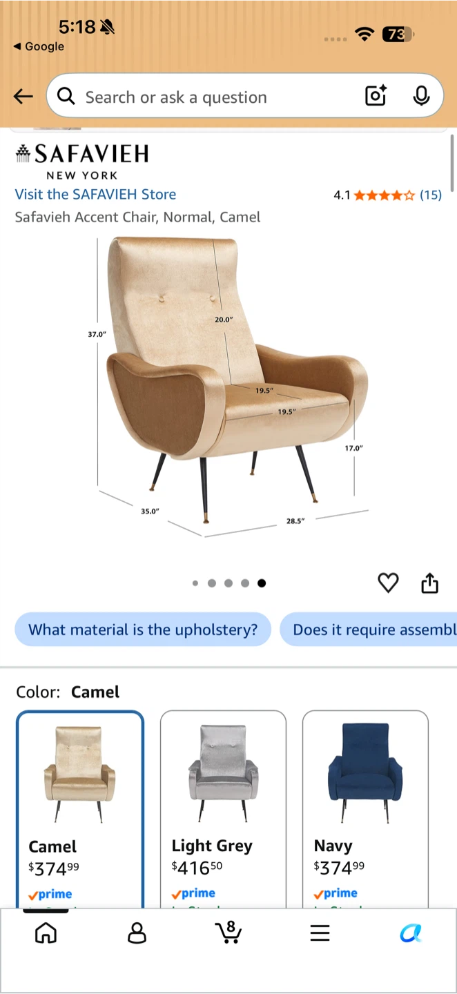 Safavieh New York Accent Chair - Camel
