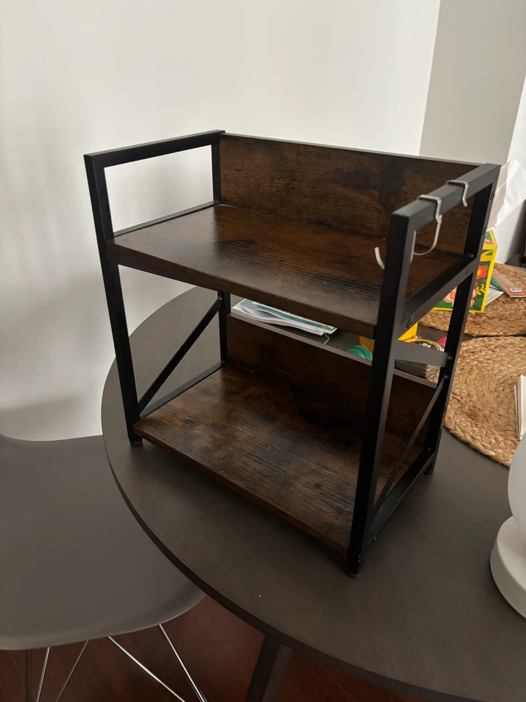 2-Tier Rustic Wood and Metal Spice Rack
