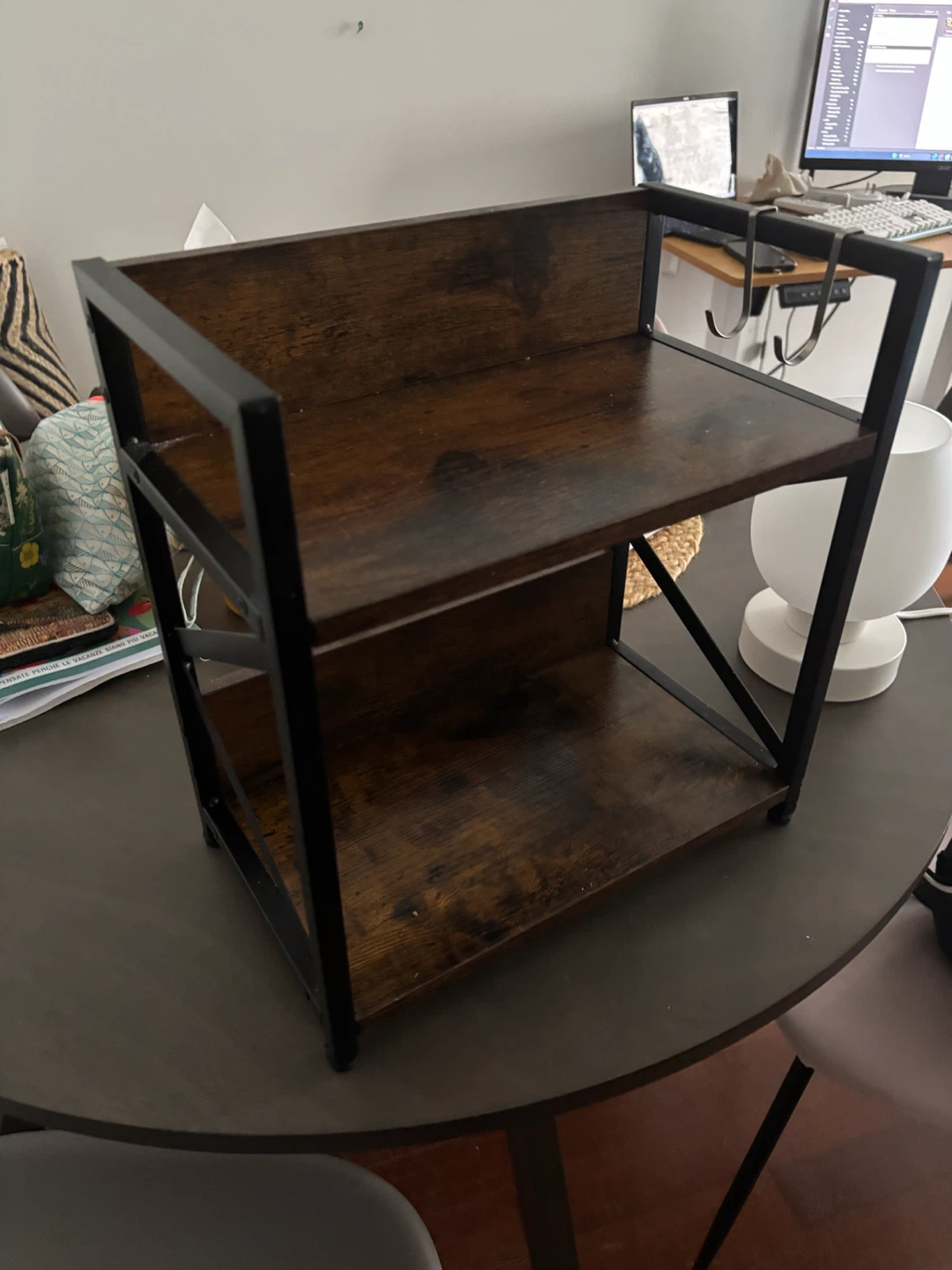 2-Tier Rustic Wood and Metal Spice Rack - photo 2