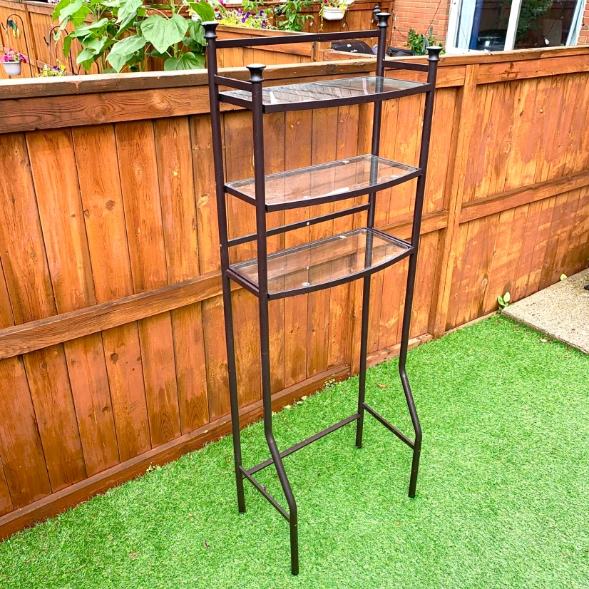 3 Tier Glass Shelf Metal Display Stand Storage Furniture