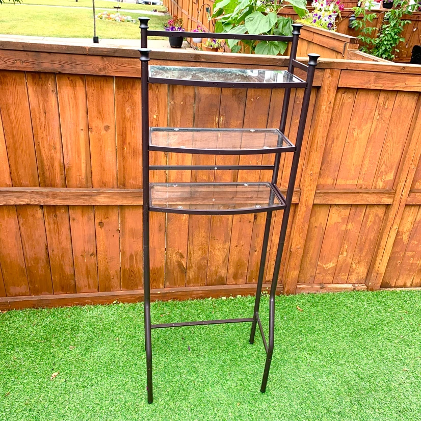 3 Tier Glass Shelf Metal Display Stand Storage Furniture - photo 2